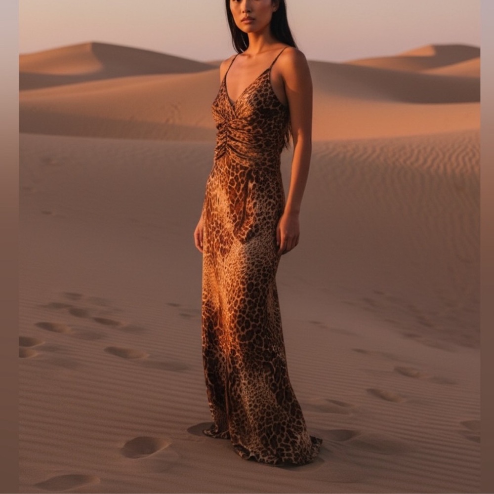 Dusk Collection Vintage Sheila Yen Leopard Print Silk Maxi Dress Woman’s small